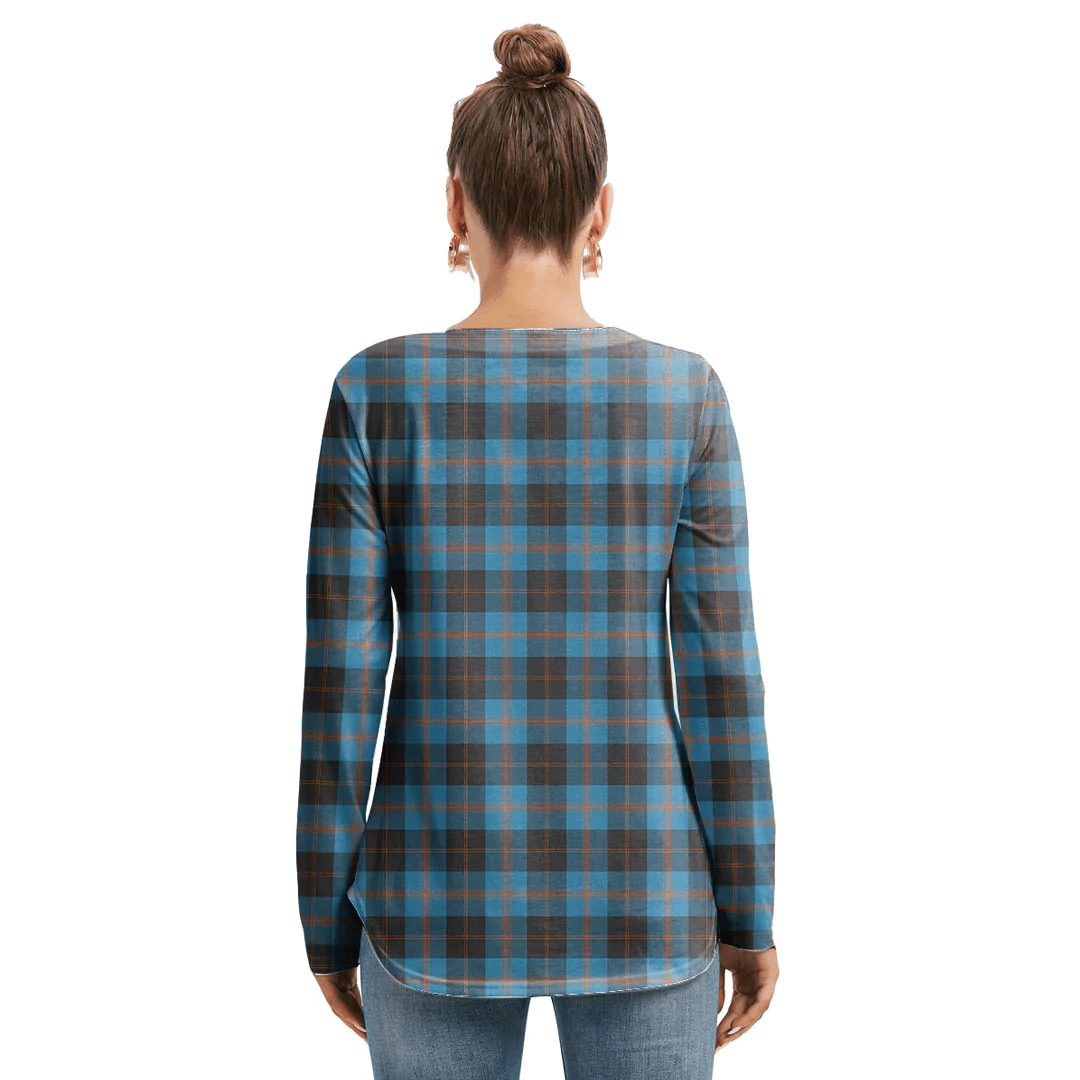 Angus Ancient Tartan Plaid Long Sleeve Neckline Tie Sweatshirt