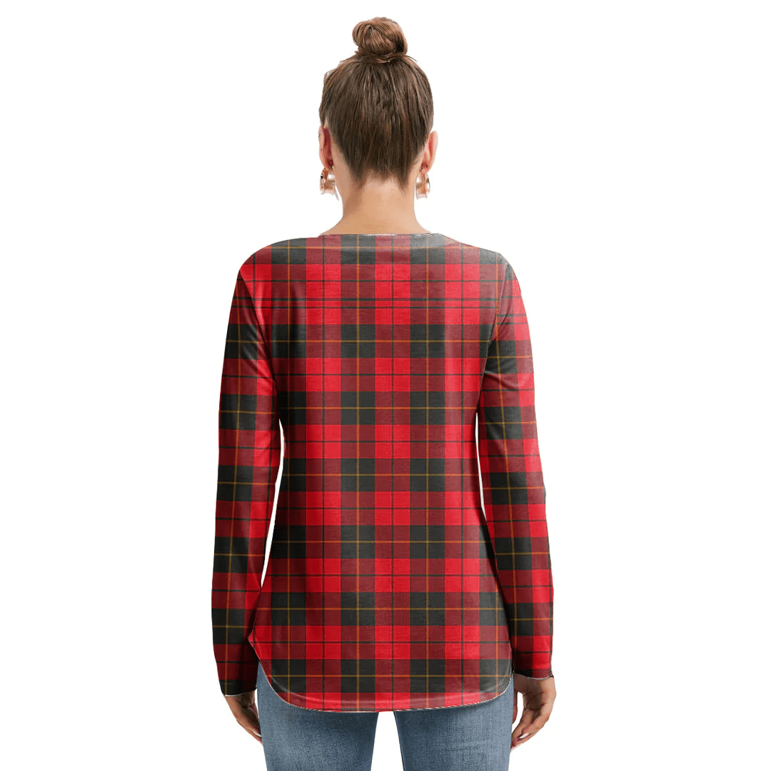 Wallace Weathered Tartan Plaid Long Sleeve Neckline Tie Sweatshirt