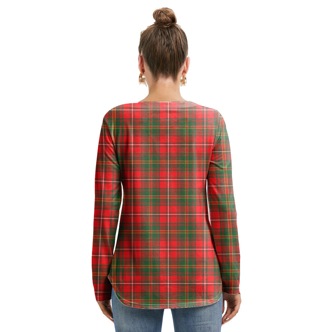 Hay Modern Tartan Crest Long Sleeve Neckline Tie Sweatshirt