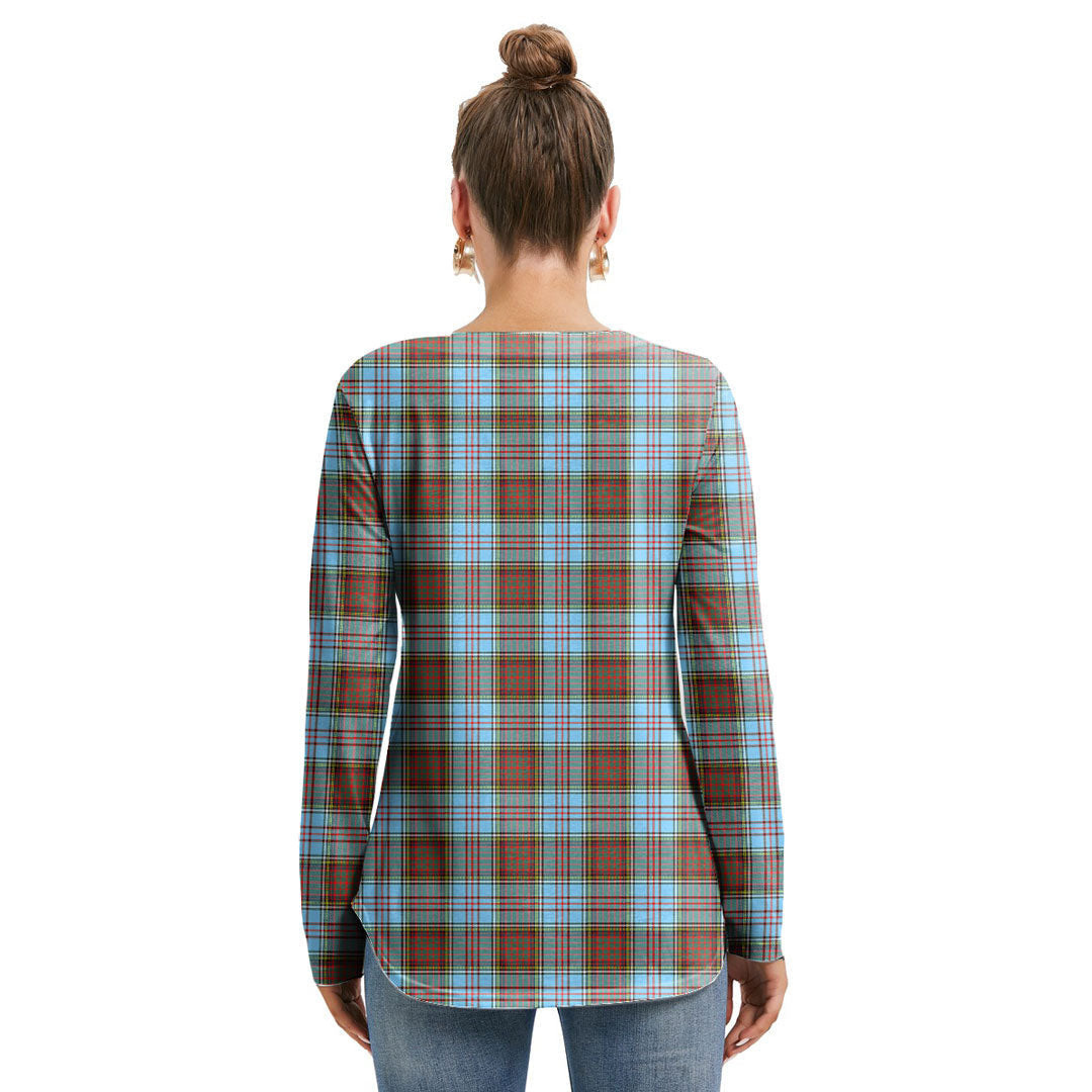 Anderson Ancient Tartan Plaid Long Sleeve Neckline Tie Sweatshirt