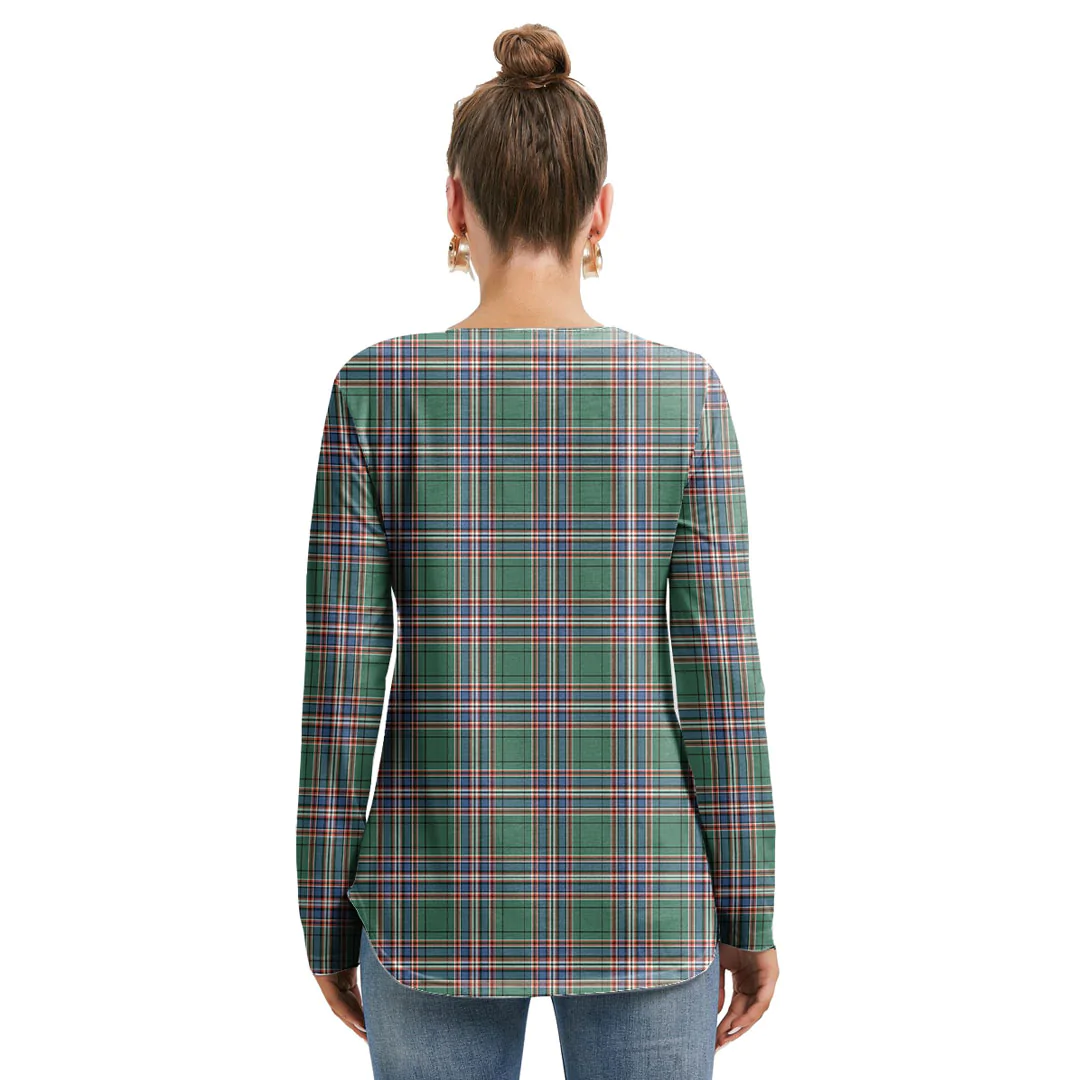 MacFarlane Hunting Ancient Tartan Plaid Long Sleeve Neckline Tie Sweatshirt