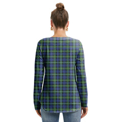 Campbell Argyll Ancient Tartan Plaid Long Sleeve Neckline Tie Sweatshirt