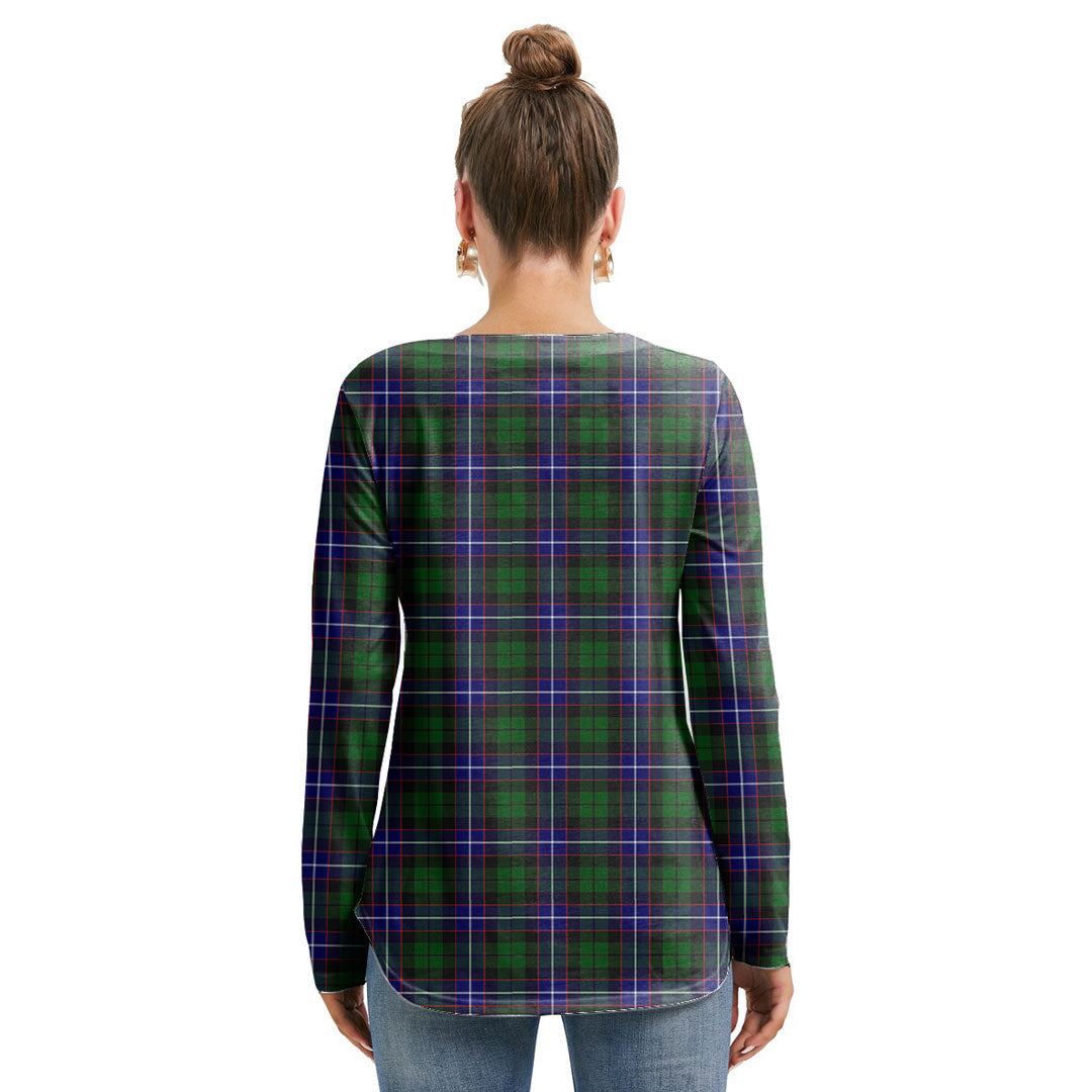 Russell Modern Tartan Crest Long Sleeve Neckline Tie Sweatshirt