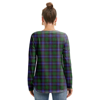 Russell Modern Tartan Crest Long Sleeve Neckline Tie Sweatshirt