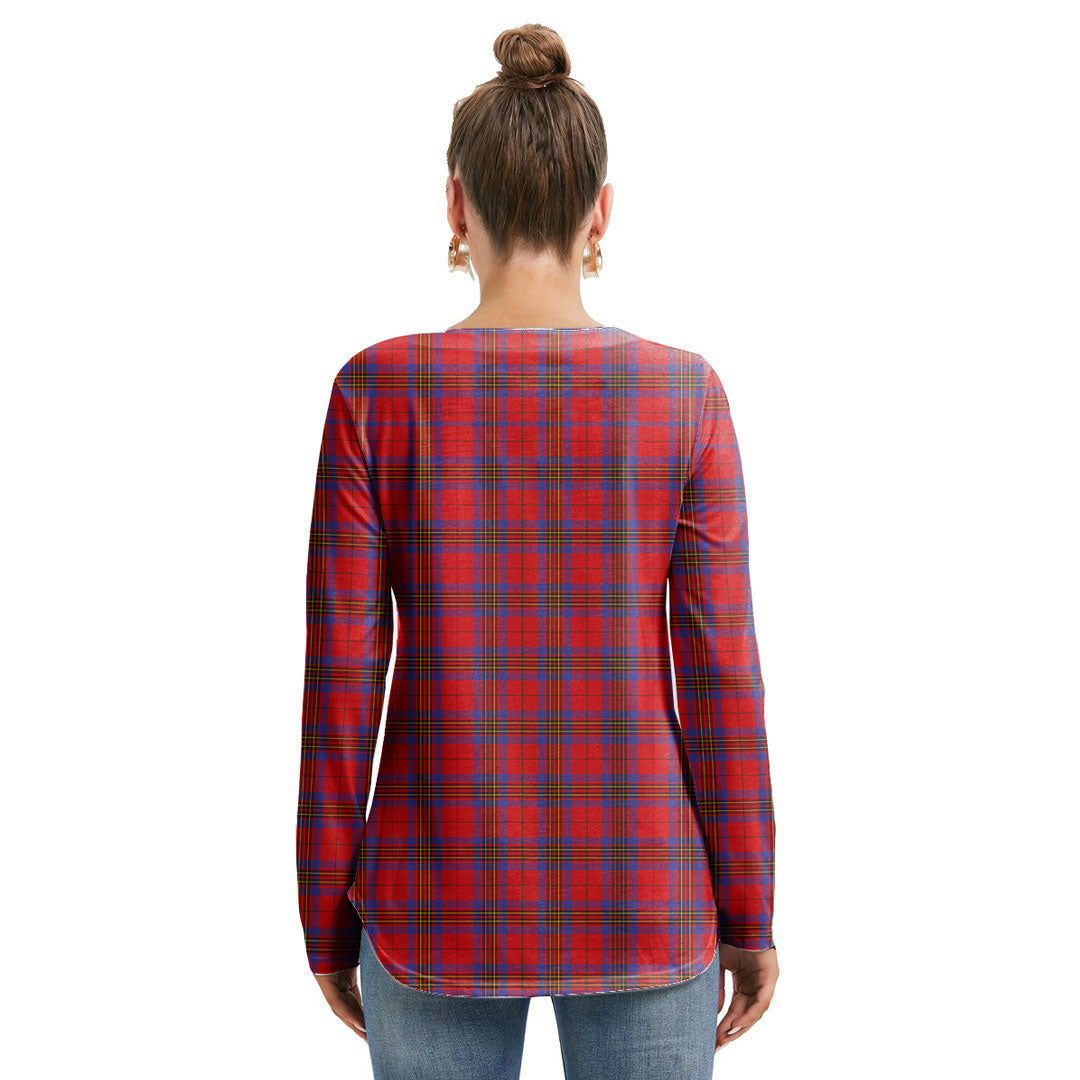 Leslie Modern Tartan Plaid Long Sleeve Neckline Tie Sweatshirt