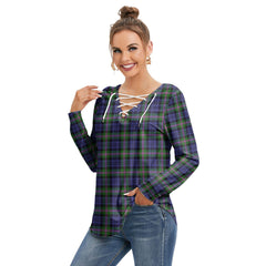 Baird Modern Tartan Plaid Long Sleeve Neckline Tie Sweatshirt