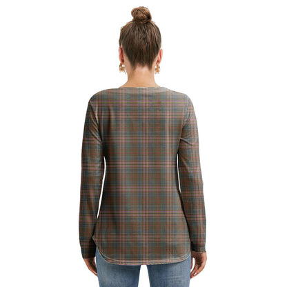 Kennedy Weathered Tartan Plaid Long Sleeve Neckline Tie Sweatshirt