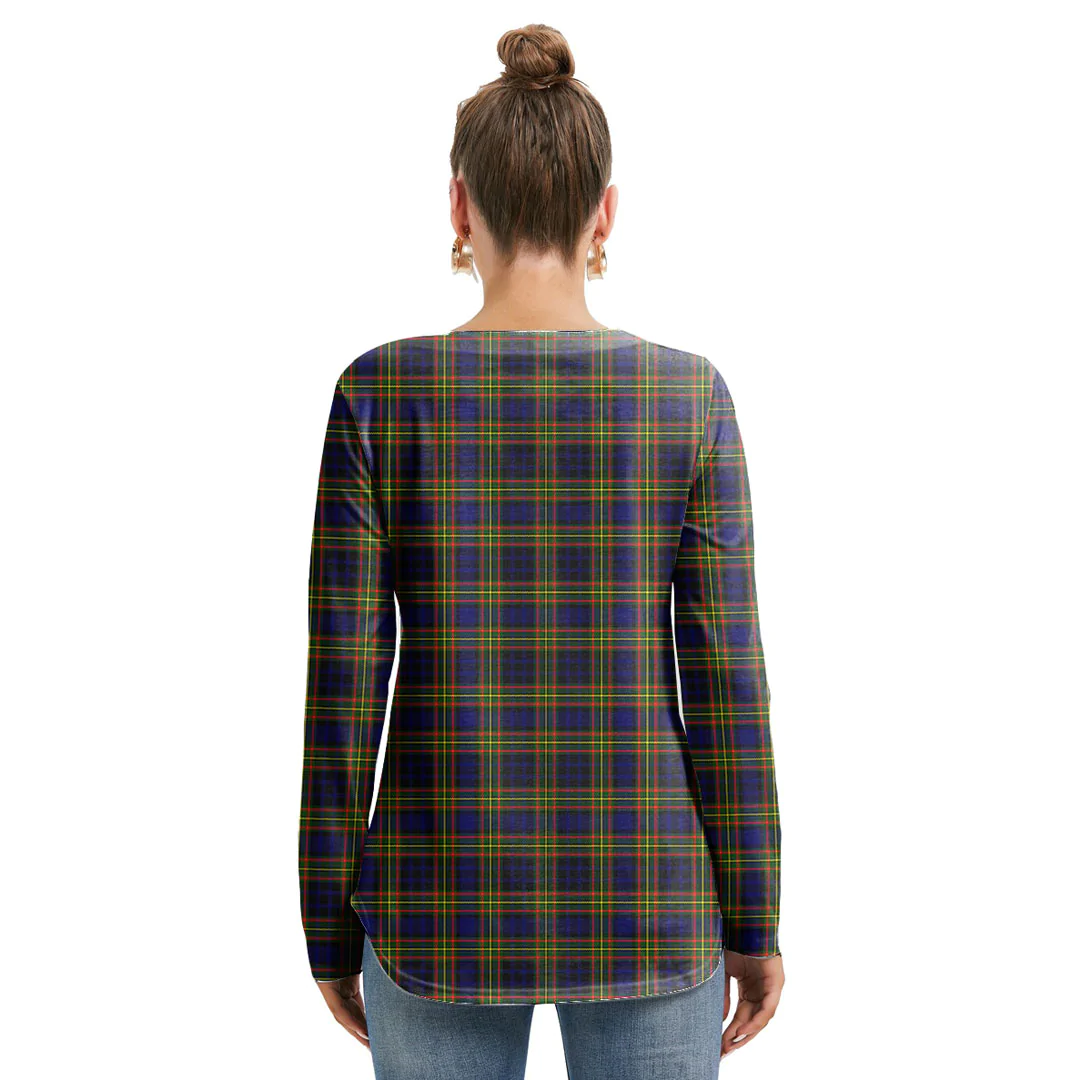 Clelland Modern Tartan Crest Long Sleeve Neckline Tie Sweatshirt