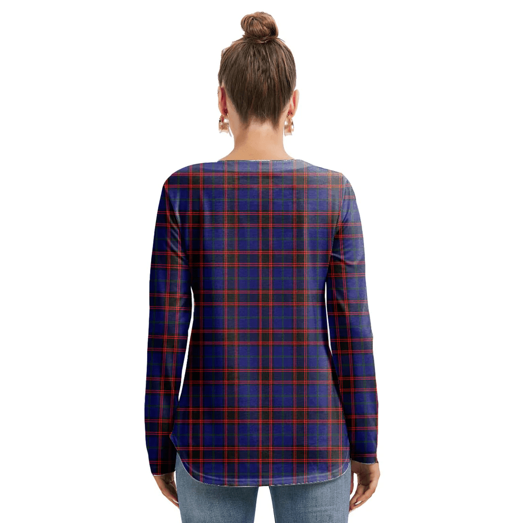 Home Modern Tartan Crest Long Sleeve Neckline Tie Sweatshirt