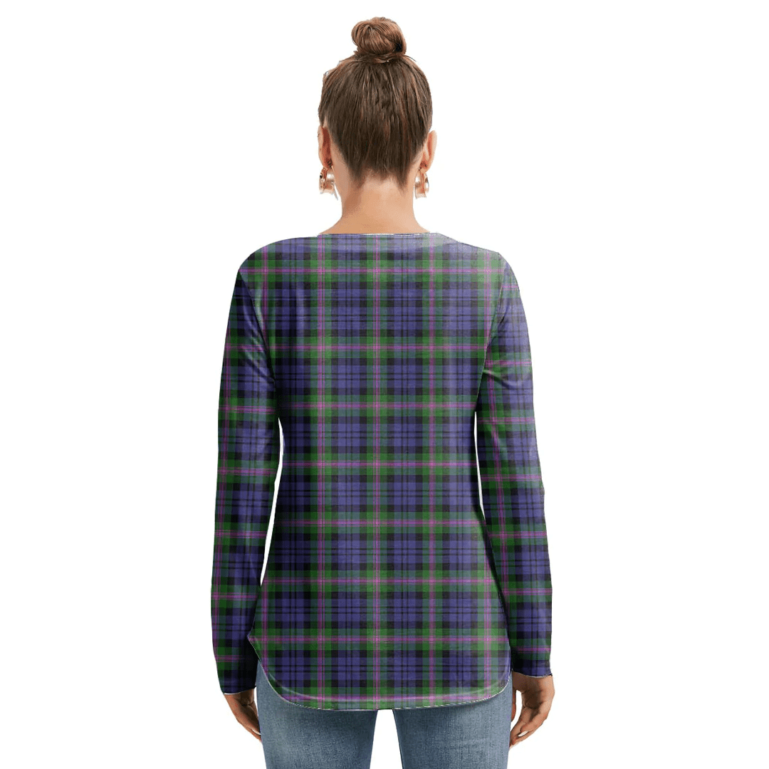 Baird Modern Tartan Plaid Long Sleeve Neckline Tie Sweatshirt