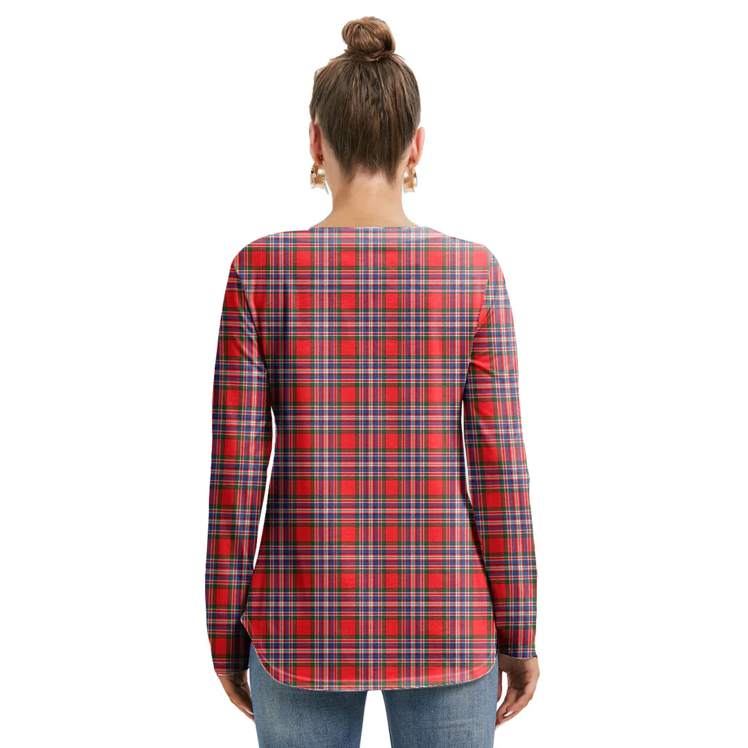 MacFarlane Modern Tartan Plaid Long Sleeve Neckline Tie Sweatshirt