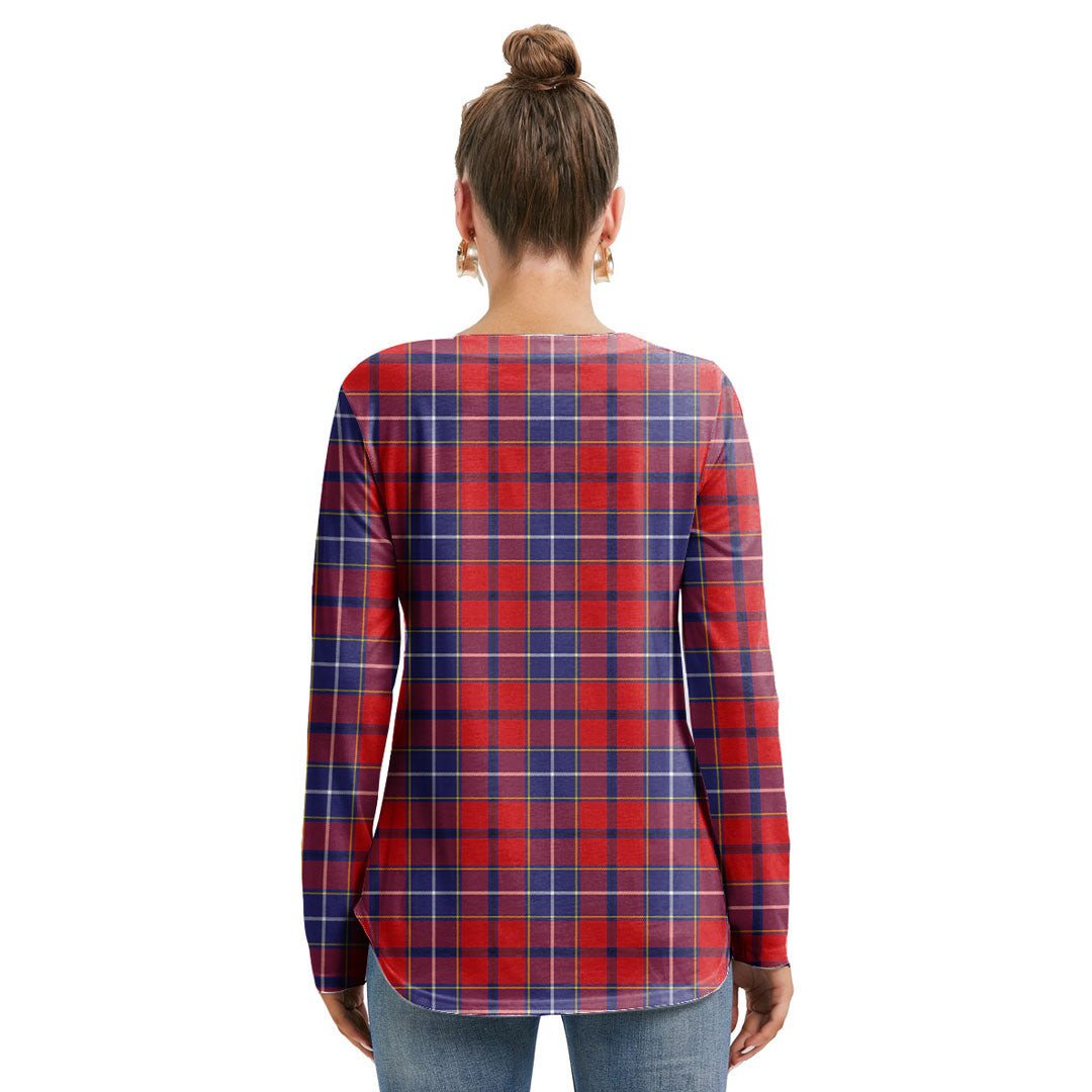 Wishart Dress Tartan Crest Long Sleeve Neckline Tie Sweatshirt