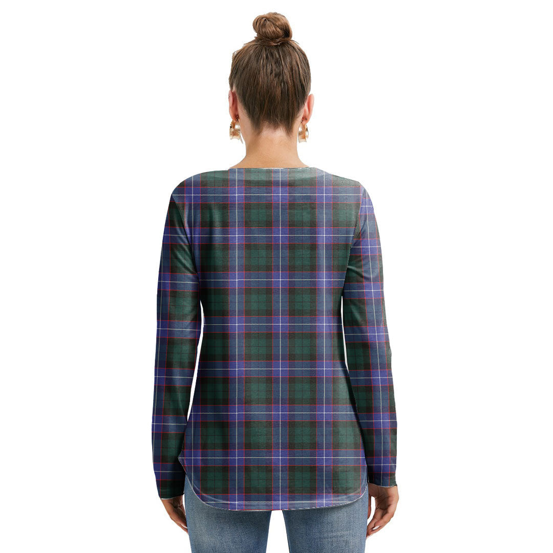 Hunter Modern Tartan Plaid Long Sleeve Neckline Tie Sweatshirt