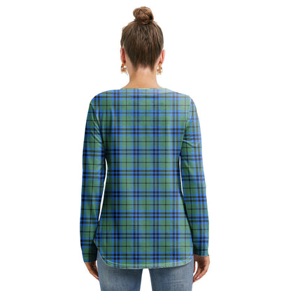 Falconer Tartan Plaid Long Sleeve Neckline Tie Sweatshirt