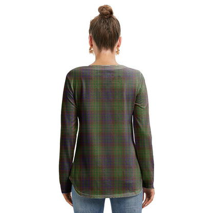 Cunningham Hunting Modern Tartan Crest Long Sleeve Neckline Tie Sweatshirt