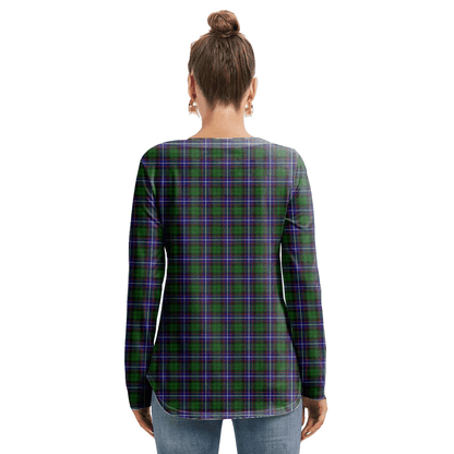 Russell Modern Tartan Plaid Long Sleeve Neckline Tie Sweatshirt