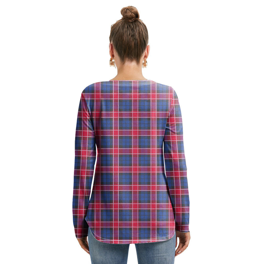 Graham of Menteith Red Tartan Plaid Long Sleeve Neckline Tie Sweatshirt