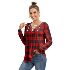 Ettrick District Tartan Plaid Long Sleeve Neckline Tie Sweatshirt