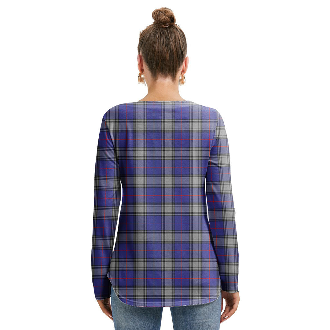 Kinnaird Tartan Crest Long Sleeve Neckline Tie Sweatshirt