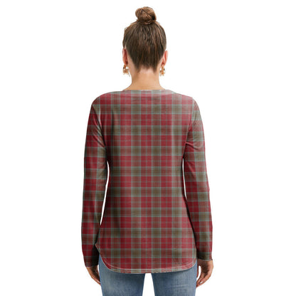 Lindsay Weathered Tartan Plaid Long Sleeve Neckline Tie Sweatshirt