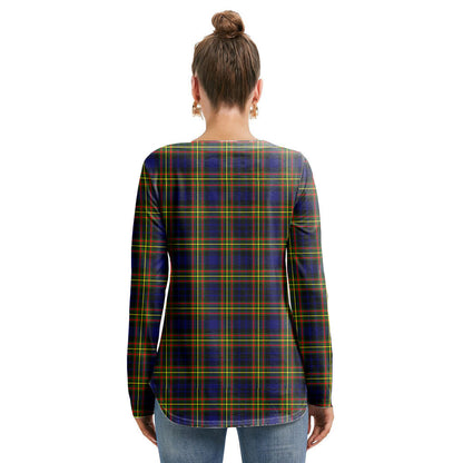 MacLellan Modern Tartan Plaid Long Sleeve Neckline Tie Sweatshirt