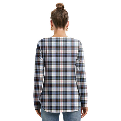 MacRae Dress Modern Tartan Crest Long Sleeve Neckline Tie Sweatshirt