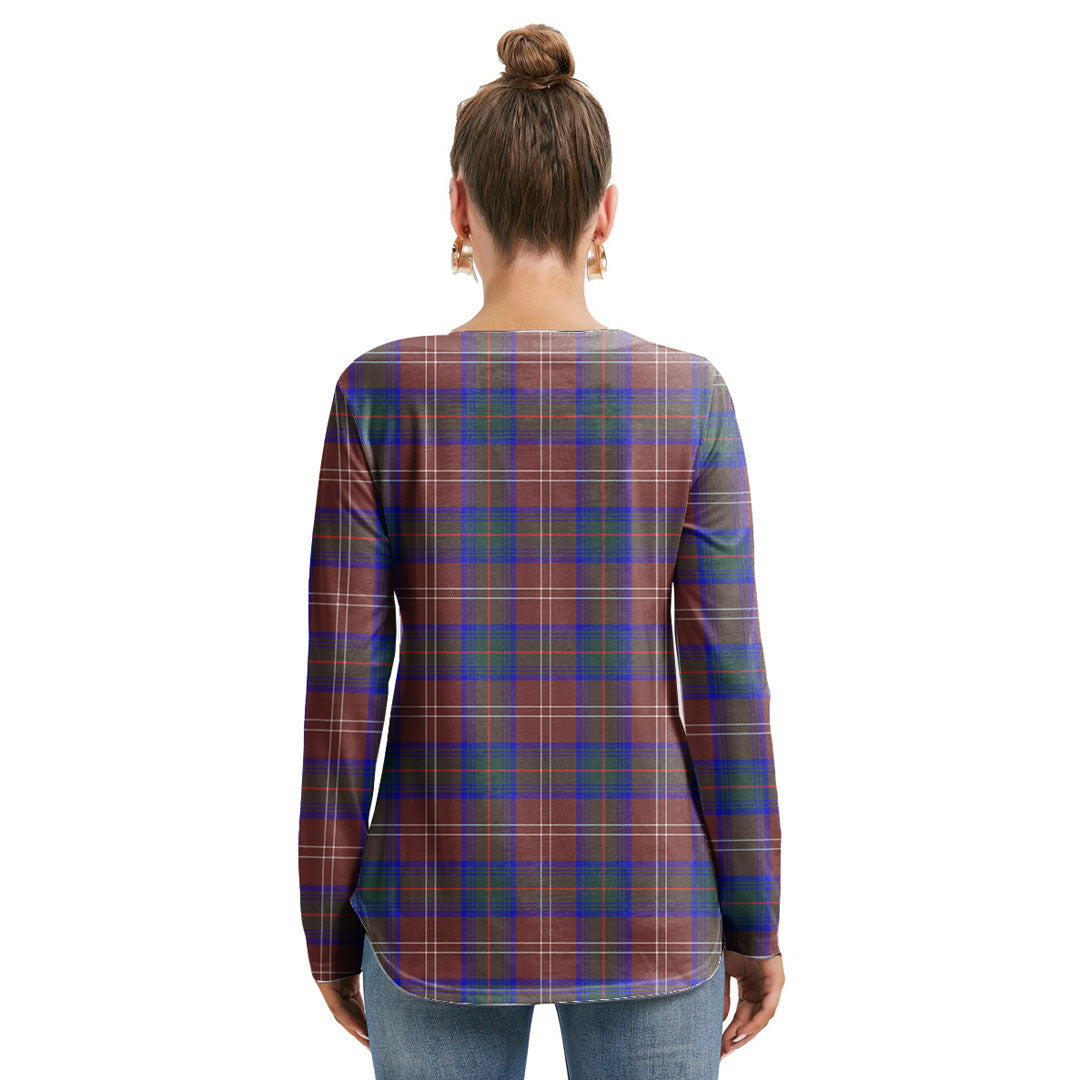 Chisholm Hunting Modern Tartan Crest Long Sleeve Neckline Tie Sweatshirt