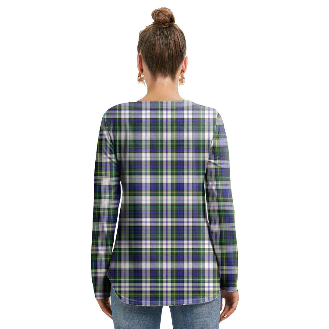 Gordon Dress Modern Tartan Crest Long Sleeve Neckline Tie Sweatshirt