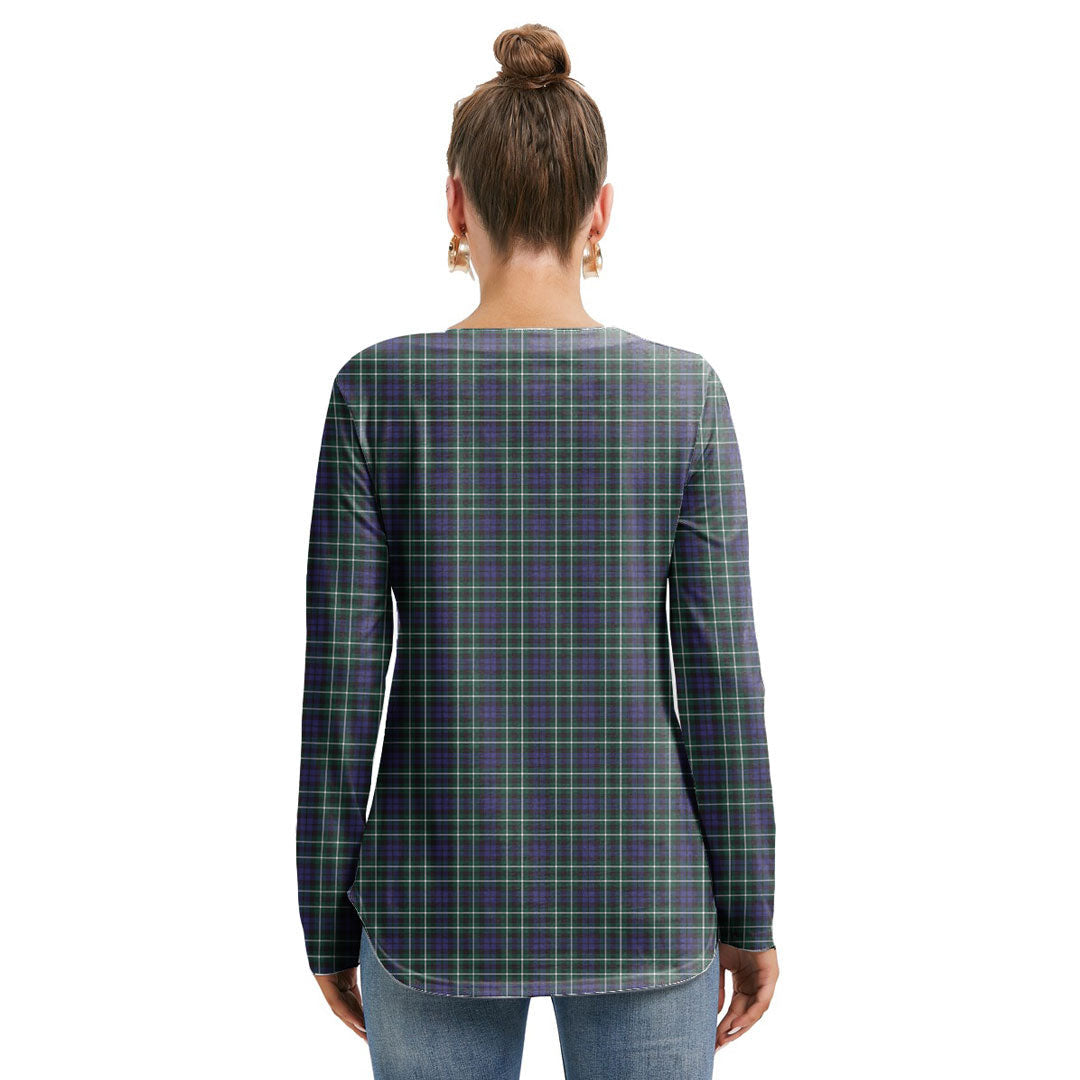 Graham of Montrose Modern Tartan Plaid Long Sleeve Neckline Tie Sweatshirt