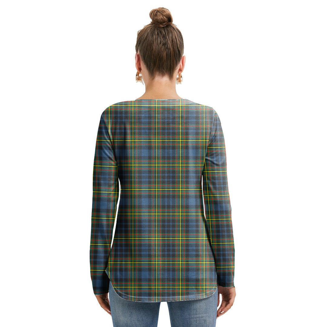 MacLellan Ancient Tartan Plaid Long Sleeve Neckline Tie Sweatshirt