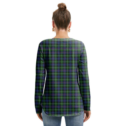 MacKenzie Modern Tartan Plaid Long Sleeve Neckline Tie Sweatshirt