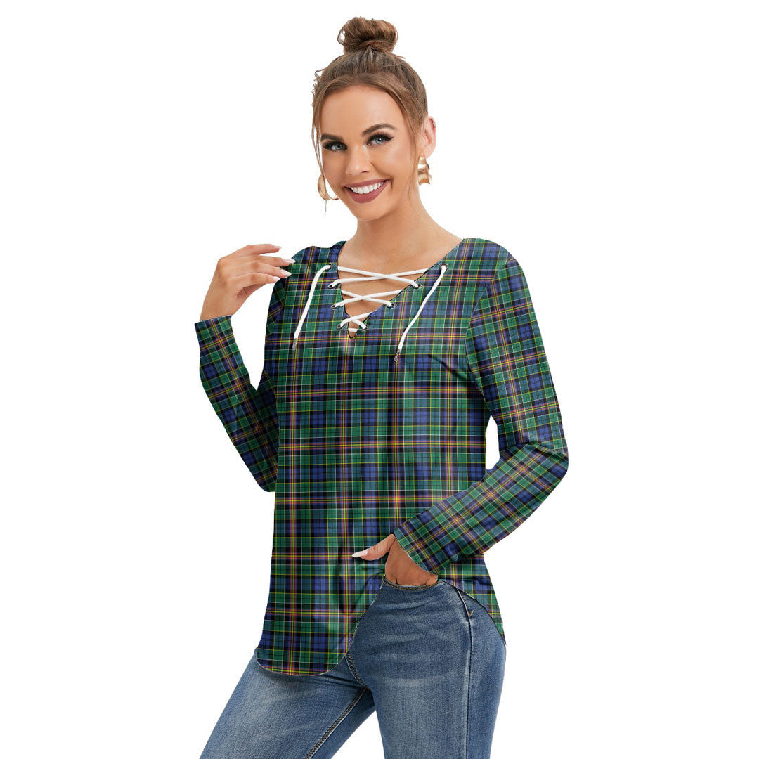Allison Tartan Plaid Long Sleeve Neckline Tie Sweatshirt