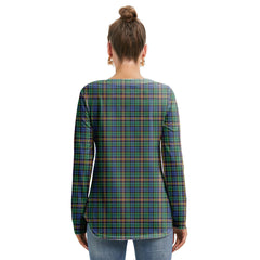Allison Tartan Plaid Long Sleeve Neckline Tie Sweatshirt