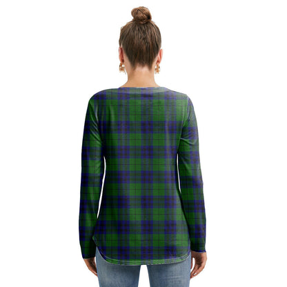 Keith Modern Tartan Plaid Long Sleeve Neckline Tie Sweatshirt