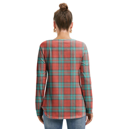 Dunbar Ancient Tartan Plaid Long Sleeve Neckline Tie Sweatshirt