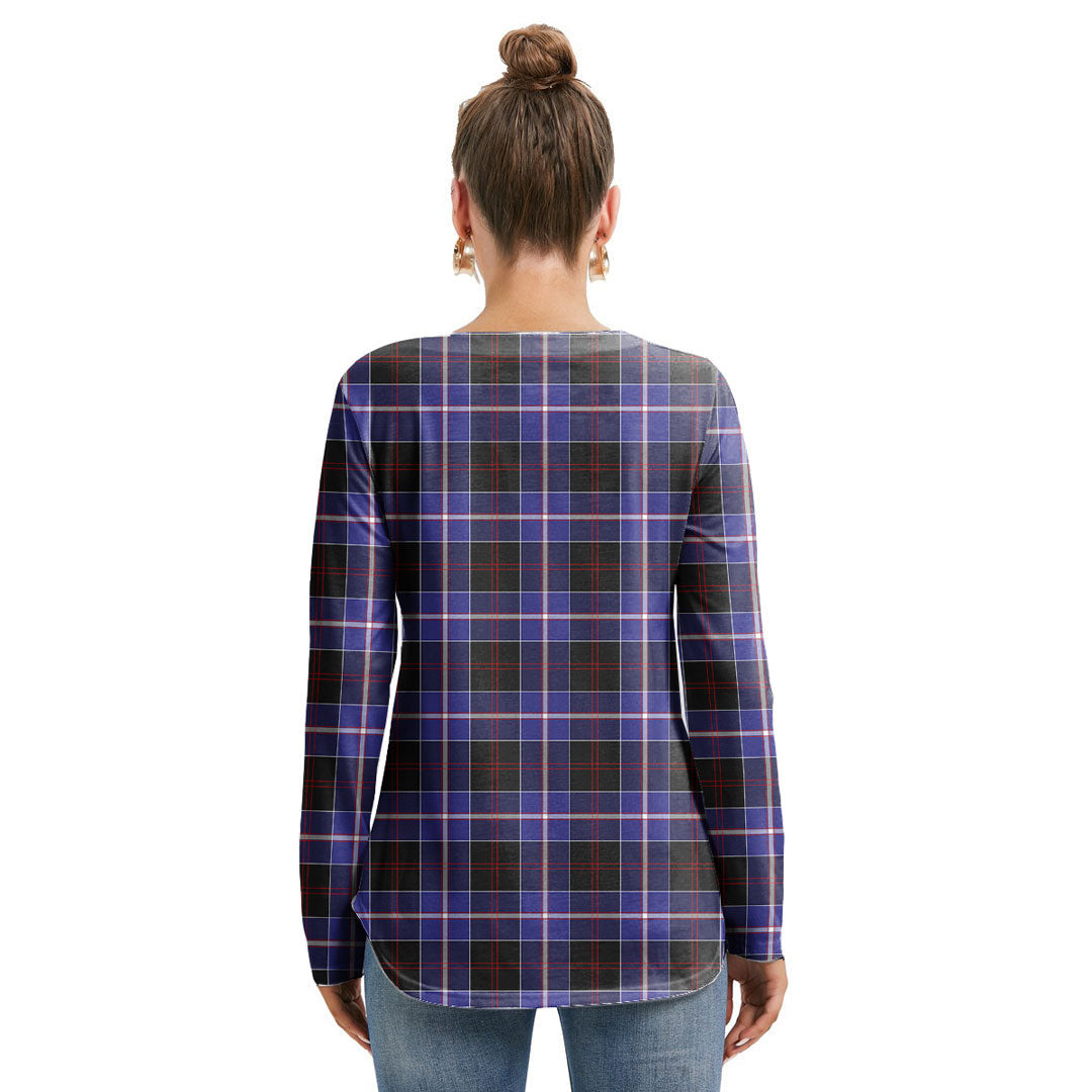 Dunlop Modern Tartan Plaid Long Sleeve Neckline Tie Sweatshirt