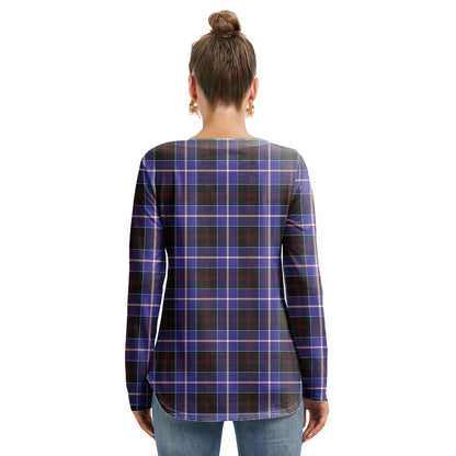 Dunlop Modern Tartan Plaid Long Sleeve Neckline Tie Sweatshirt