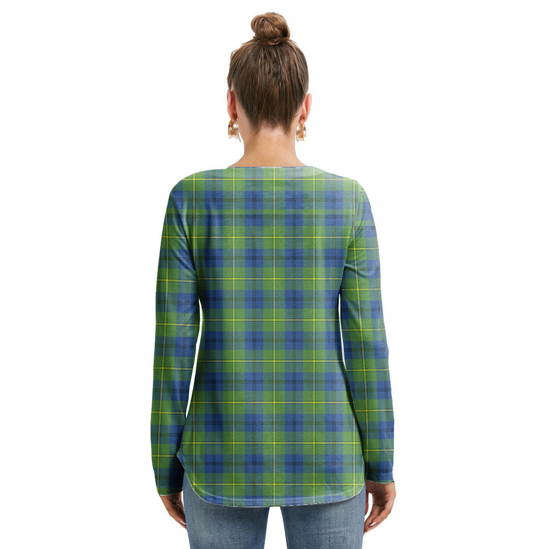 Johnston Ancient Tartan Plaid Long Sleeve Neckline Tie Sweatshirt