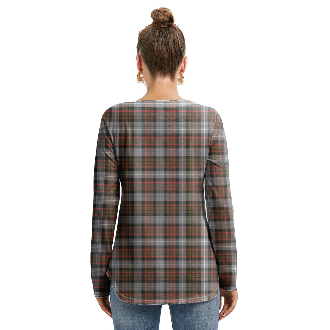 MacRae Hunting Weathered Tartan Plaid Long Sleeve Neckline Tie Sweatshirt