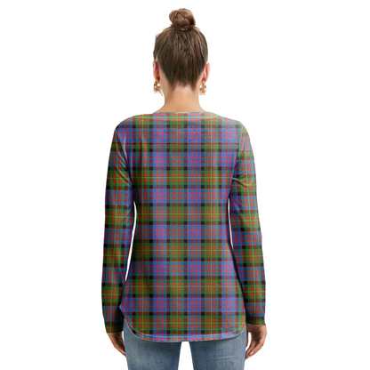 Carnegie Ancient Tartan Plaid Long Sleeve Neckline Tie Sweatshirt