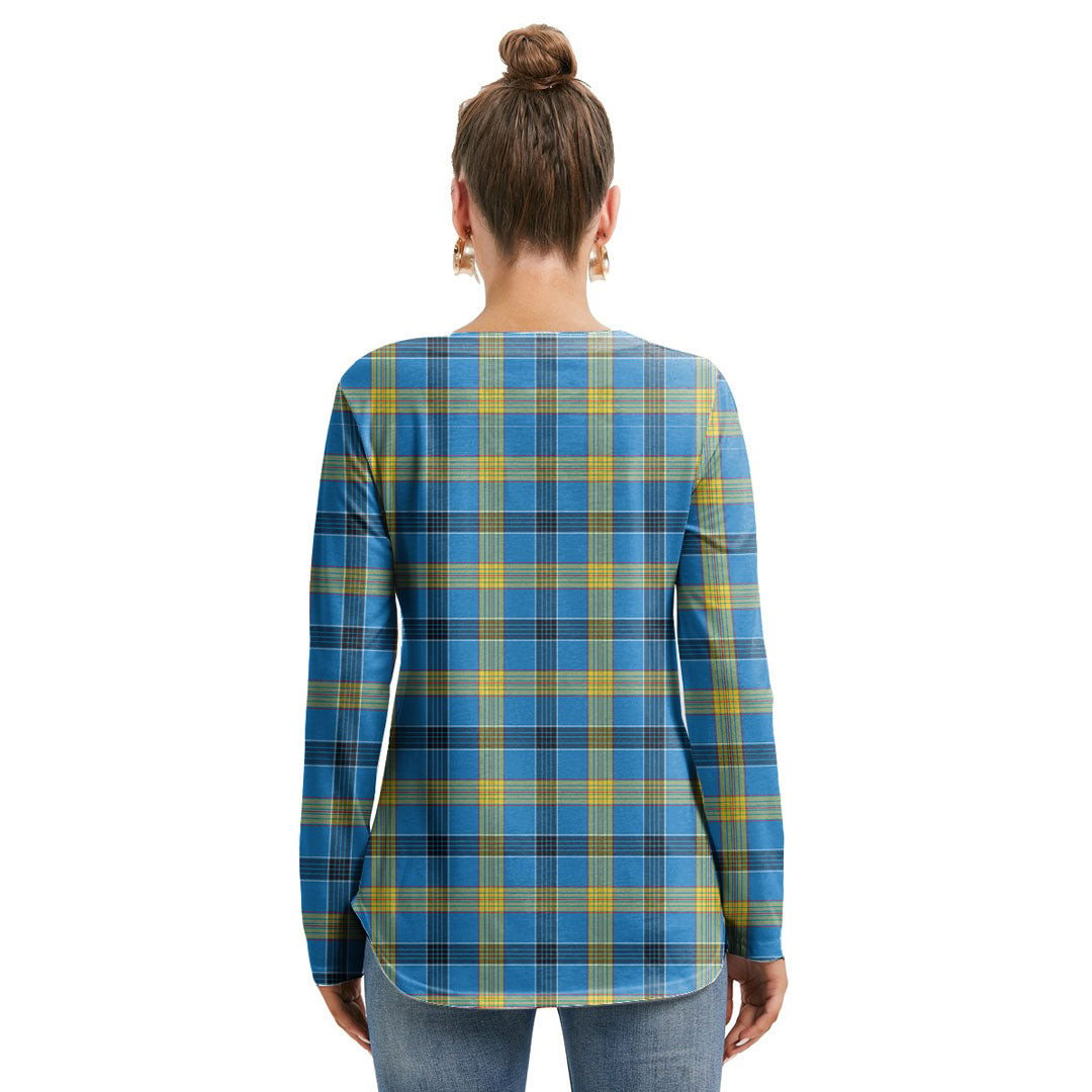 Laing Tartan Plaid Long Sleeve Neckline Tie Sweatshirt