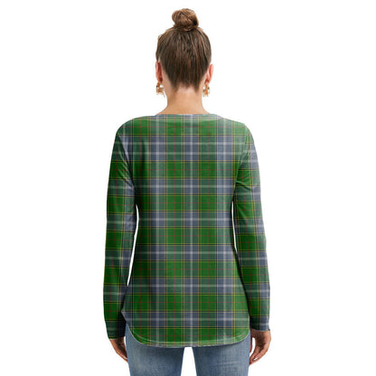 Pringle Tartan Plaid Long Sleeve Neckline Tie Sweatshirt