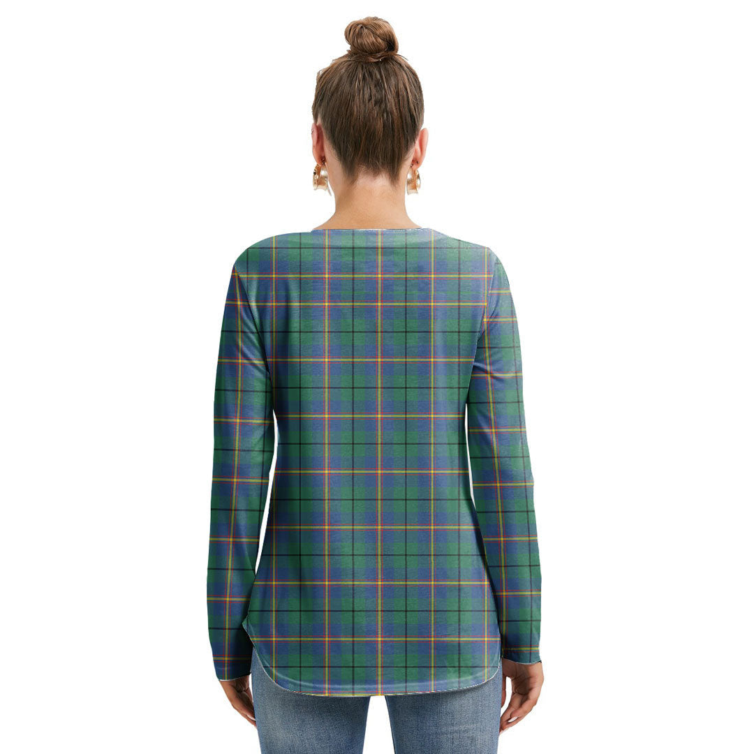 Carmichael Ancient Tartan Plaid Long Sleeve Neckline Tie Sweatshirt