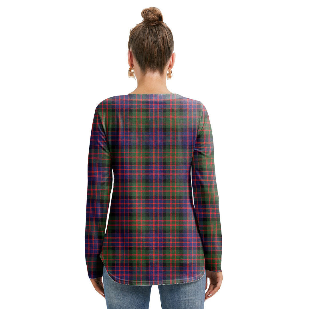 MacDonald Modern Tartan Plaid Long Sleeve Neckline Tie Sweatshirt