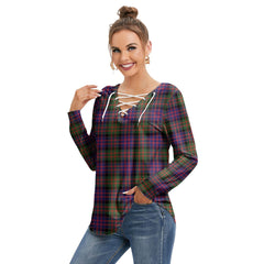 MacDonald Modern Tartan Plaid Long Sleeve Neckline Tie Sweatshirt