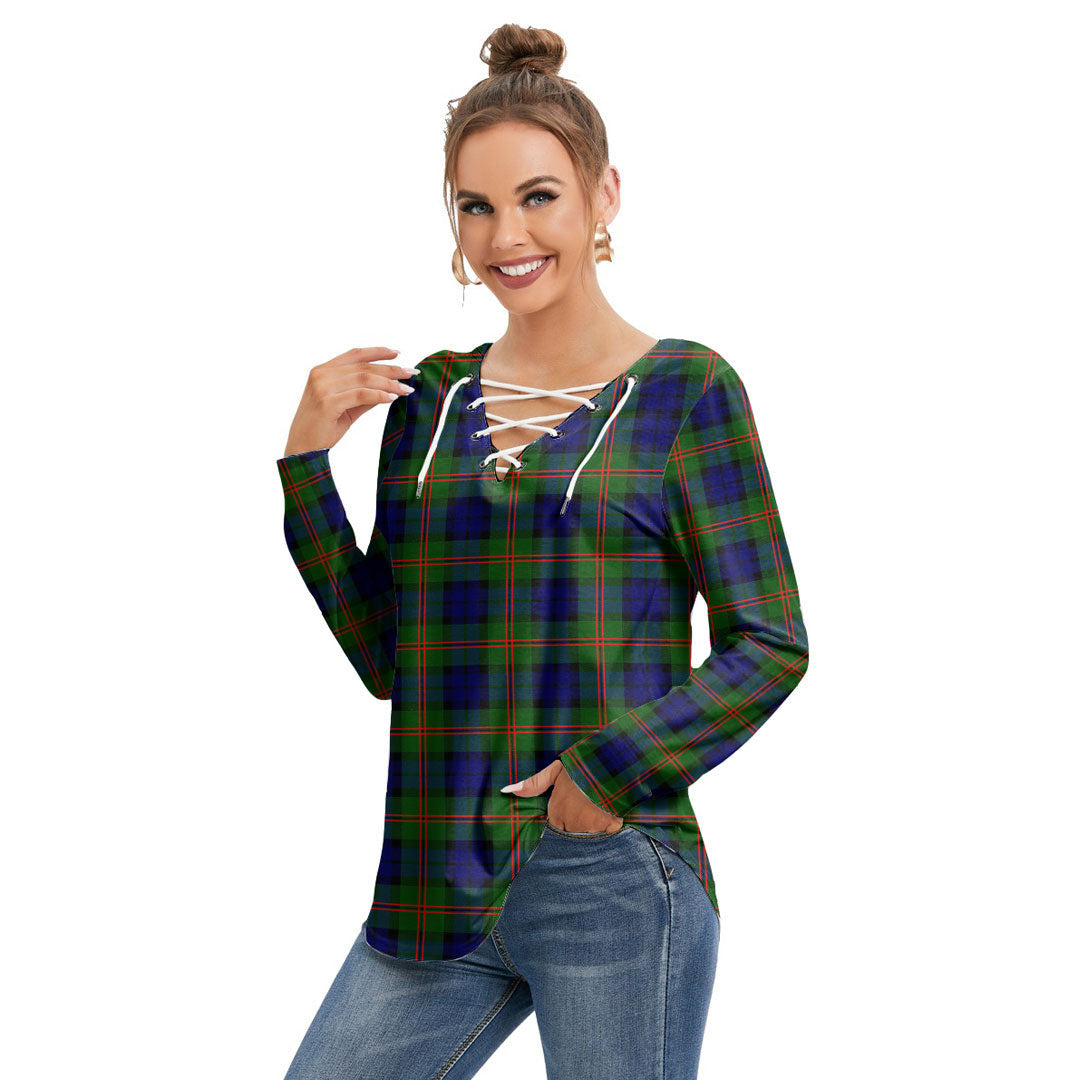 Dundas Modern 02 Tartan Plaid Long Sleeve Neckline Tie Sweatshirt