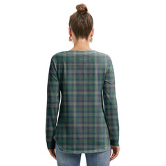 Kennedy Modern Tartan Plaid Long Sleeve Neckline Tie Sweatshirt