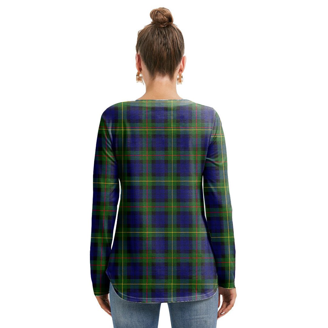 MacEwen Modern Tartan Plaid Long Sleeve Neckline Tie Sweatshirt