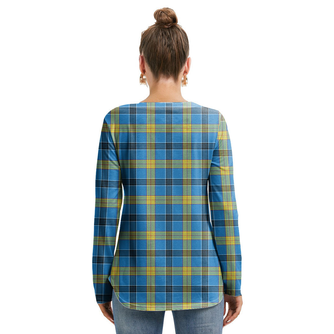 Laing Tartan Crest Long Sleeve Neckline Tie Sweatshirt