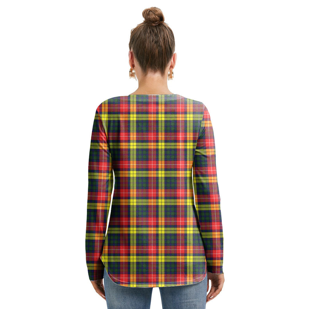 Buchanan Modern Tartan Crest Long Sleeve Neckline Tie Sweatshirt